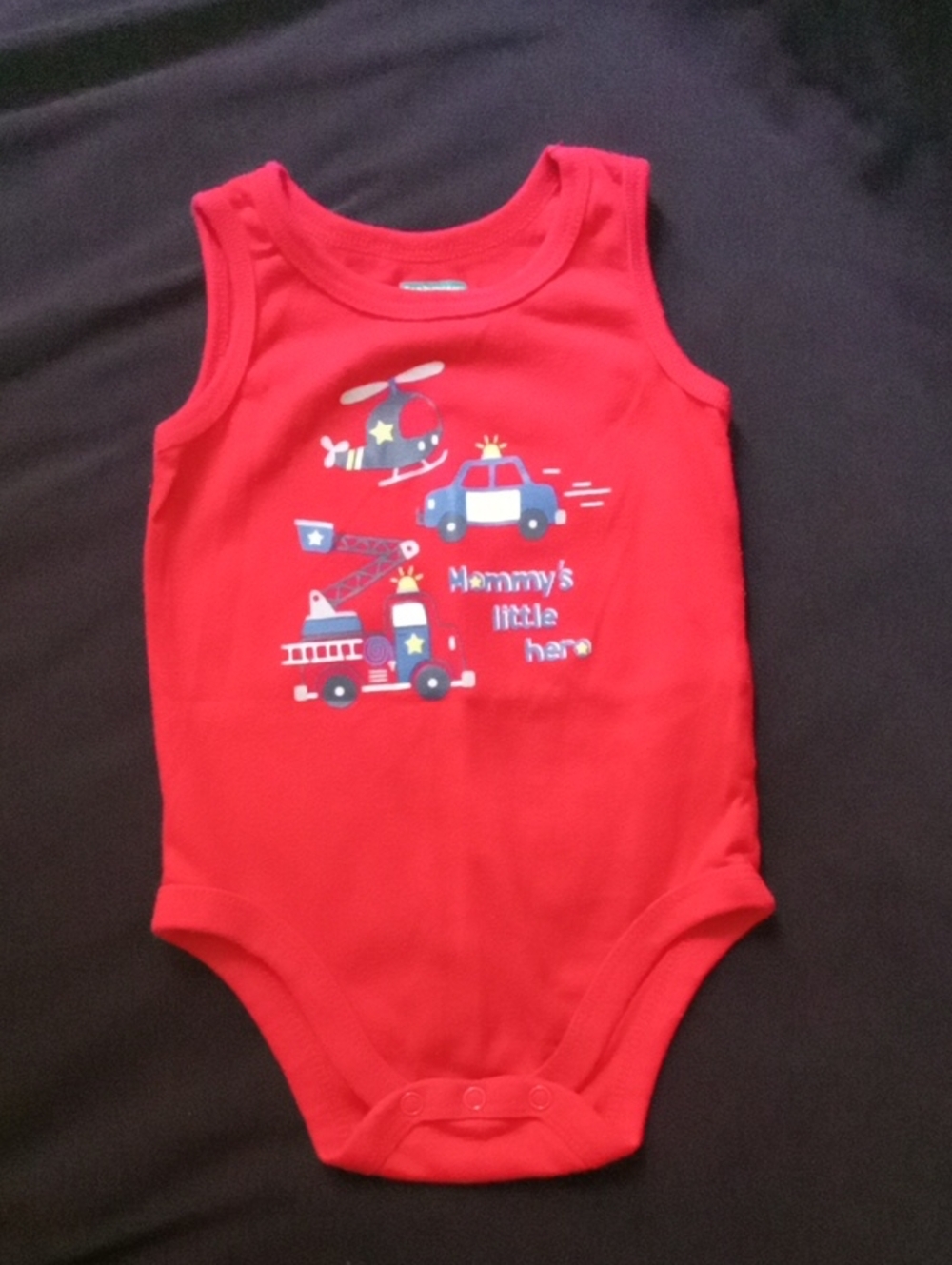 Garanimals Red Tank Bodysuit with Rescue Vehicle Graphics